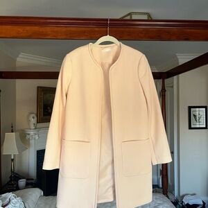 H&M Pink Trench Coat with Textured Fabric and Stand Collar
